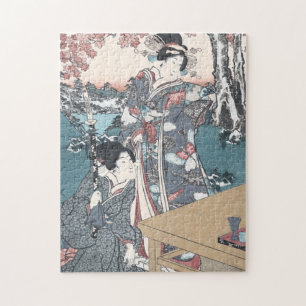 Puzzle Otoño japonés Ukiyo-e Momijigari ningún himegimi