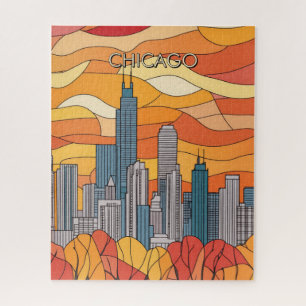 Puzzle Otoño naranja en Chicago Travel