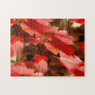 Puzzle Otoño rojo deja pintura al óleo arte natural