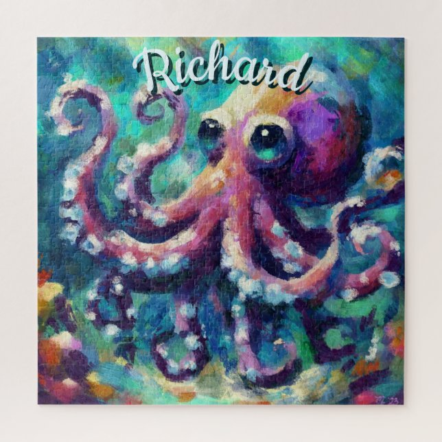Puzzle Otopus Nautical Beach Coastal Personalizado (Vertical)