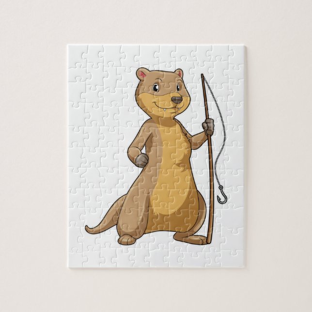 Puzzle Otter as Fisher con barra de pesca (Vertical)