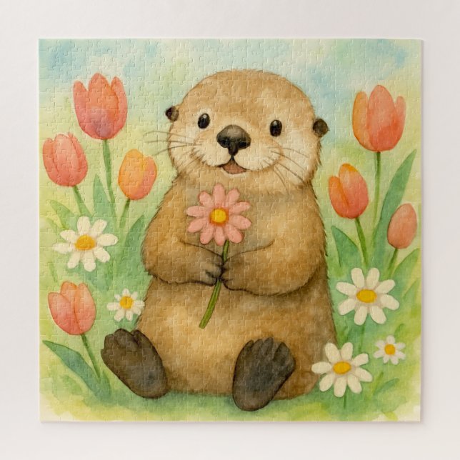 Puzzle Otter con brotes de primavera (Vertical)