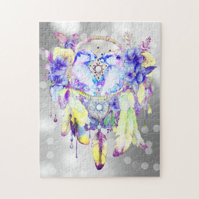 Puzzle Otter Dreamcatcher Blue Yellow Floral (Vertical)