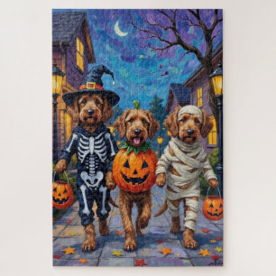Puzzle Otterhound pidiendo dulces con disfraces de Hallow