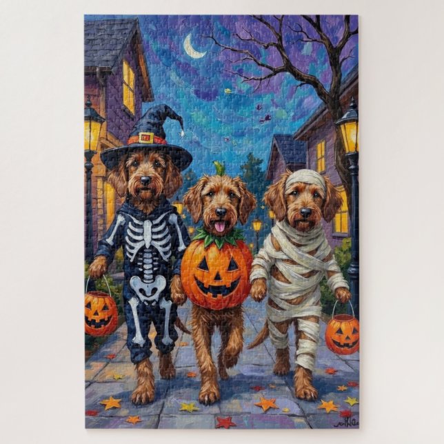 Puzzle Otterhound pidiendo dulces con disfraces de Hallow (Vertical)