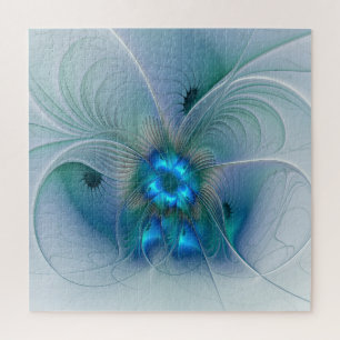 Puzzle Ovaciones de pie, fractal azul turquesa abstracto