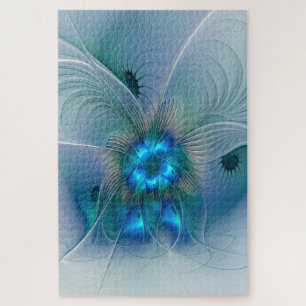 Puzzle Ovaciones de pie, fractal azul turquesa abstracto