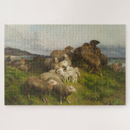 Puzzle Oveja en una pradera (por August Friedrich Schenck