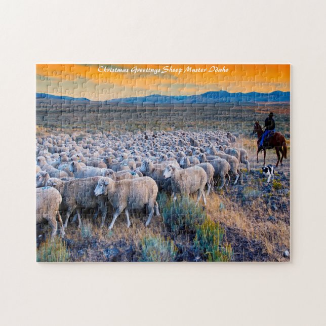 Puzzle Oveja Idaho Grazing. Saludos de Navidad (Horizontal)