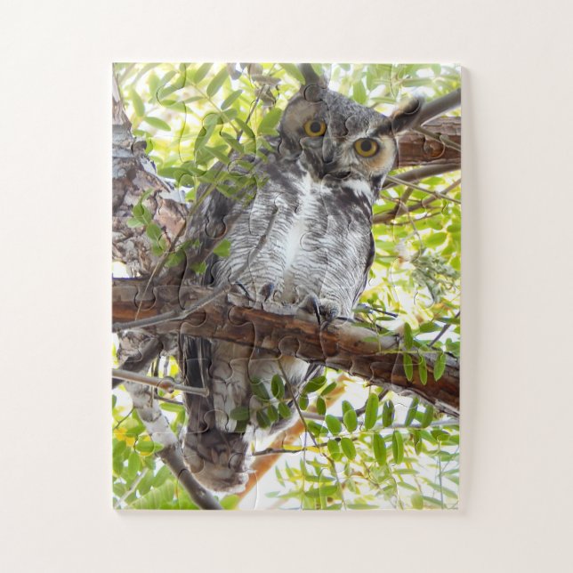 Puzzle Owl Look From Branch (Vertical)