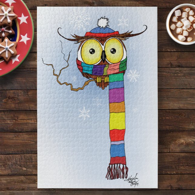 Puzzle Owl Snowflakes Scarf Gorra Cute (Subido por el creador)