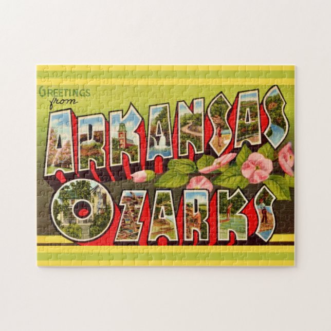 Puzzle Ozarks de Arkansas retro 11x14 (Horizontal)
