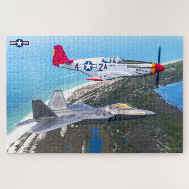 Puzzle P-51 MUSTANG y F-22 RAPTOR (20x30 PULGADAS) (Horizontal)