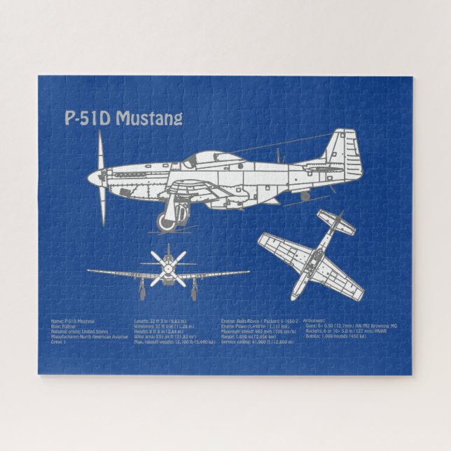 Puzzle P-51D Mustang - Plano aéreo ABD (Horizontal)
