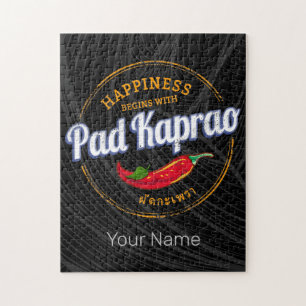 Puzzle Pad Kaprao Chili Street Food Vintage Tailandia