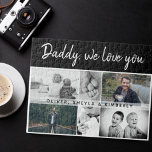 Puzzle Padre con hijos y padre familiar 6 Collage de foto<br><div class="desc">Padre con hijos y padre de familia 6 rompecabezas de Collage de fotos. Collage de 6 fotos, nombre del padre con un dulce mensaje en un guión moderno y nombres de niños superponiendo las imágenes. Añade tus 6 fotos familiares favoritas. Bonito aguijón y un regalo para un cumpleaños, el Día...</div>