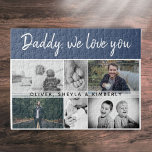 Puzzle Padre con hijos y padre familiar 6 Collage de foto<br><div class="desc">Padre con hijos y padre de familia 6 rompecabezas de Collage de fotos. Collage de 6 fotos, nombre del padre con un dulce mensaje en un guión moderno y nombres de niños superponiendo las imágenes. Añade tus 6 fotos familiares favoritas. Bonito aguijón y un regalo para un cumpleaños, el Día...</div>
