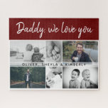 Puzzle Padre con hijos y padre familiar 6 Collage de foto<br><div class="desc">Padre con hijos y padre de familia 6 rompecabezas de Collage de fotos. Collage de 6 fotos, nombre del padre con un dulce mensaje en un guión moderno y nombres de niños superponiendo las imágenes. Añade tus 6 fotos familiares favoritas. Bonito aguijón y un regalo para un cumpleaños, el Día...</div>