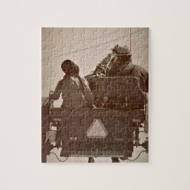 Puzzle Padre e hija Amish con caballo y buggy (Vertical)