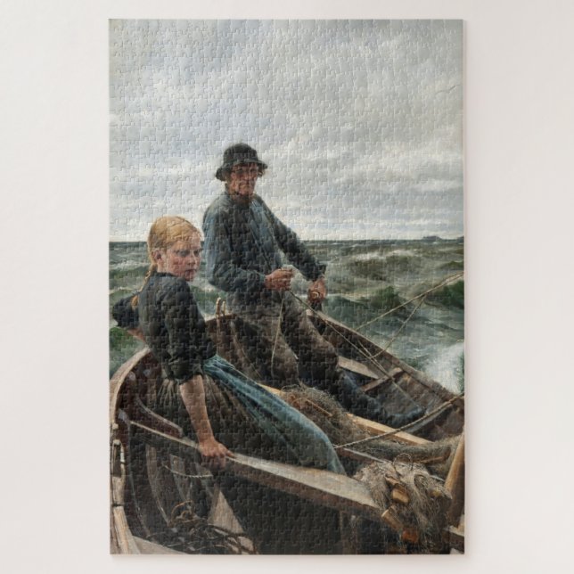 Puzzle Padre e hija en el mar (por Albert Edelfelt) (Vertical)