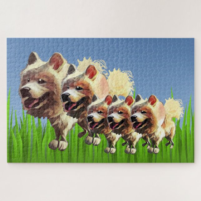 Puzzle Padres De Perro Con Muñeca Graciosa Con El Rompeca (Horizontal)