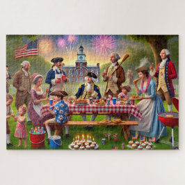 Puzzle Padres Fundadores Barbacoa del 4 de Julio Historia
