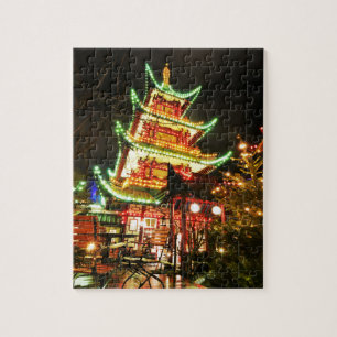 Puzzle Pagoda china en la noche