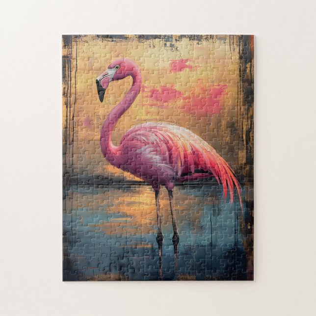 Puzzle Paint Flamingo Golden Sunset (Vertical)