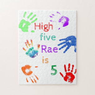 Puzzle Paint Handprints Cumpleaños con un Nombre Personal