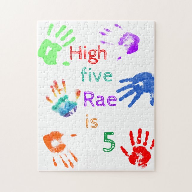 Puzzle Paint Handprints Cumpleaños con un Nombre Personal (Vertical)