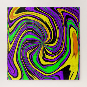 Puzzle Paint Wild Wet Swirl en verde morado y amarillo