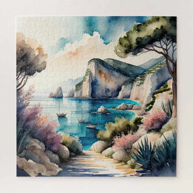 Puzzle Paintaje acuático en el paisaje de la costa medite (Vertical)