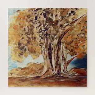 Puzzle Paintaje paisajístico de árboles de selva selvátic