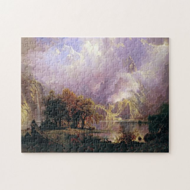 Puzzle Paintaje paisajístico de montaña rocosa Bierstadt (Horizontal)