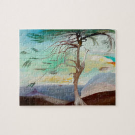 Puzzle Paintaje paisajístico del árbol del cedro solitari