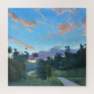 Puzzle Paintaje paisajístico rural de la zona del atardec