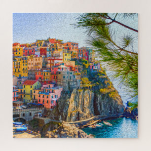 Puzzle Painting Cinque Terre Italian Riviera Cliff Sea