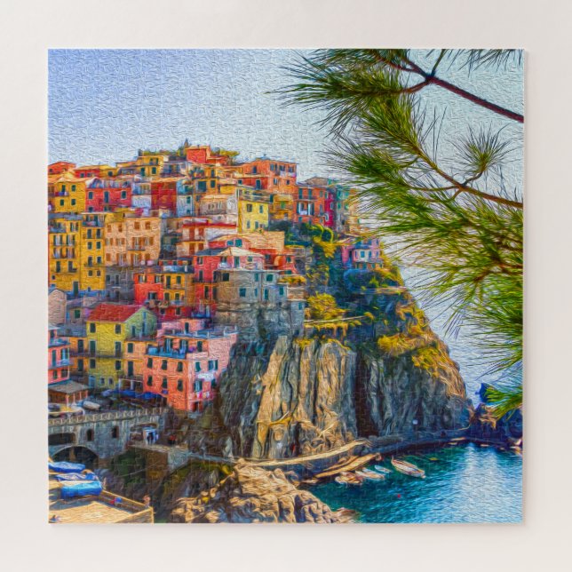 Puzzle Painting Cinque Terre Italian Riviera Cliff Sea (Horizontal)