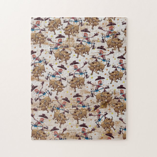 Puzzle País del montar a caballo de Bull del vaquero del (Vertical)