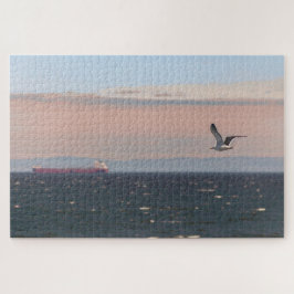 Puzzle Paisaje acuático panorámico con gaviota flyin, Can