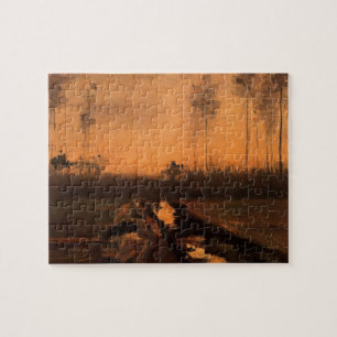 Puzzle Paisaje al anochecer por Vincent van Gogh