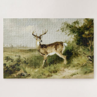 Puzzle Paisaje al óleo de venado de cola blanca majestuos