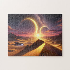 Puzzle Paisaje Alien Desértico de soles gemelos de cienci