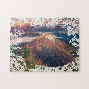 Puzzle Paisaje artístico del Monte Fuji al amanecer