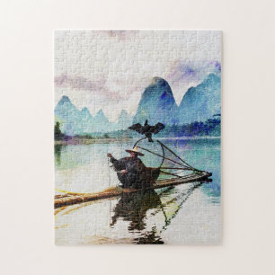 Puzzle Paisaje asiático de montaña y río Viajes