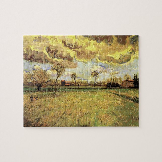 Puzzle Paisaje bajo cielo tormentoso por Vincent van Gogh (Horizontal)