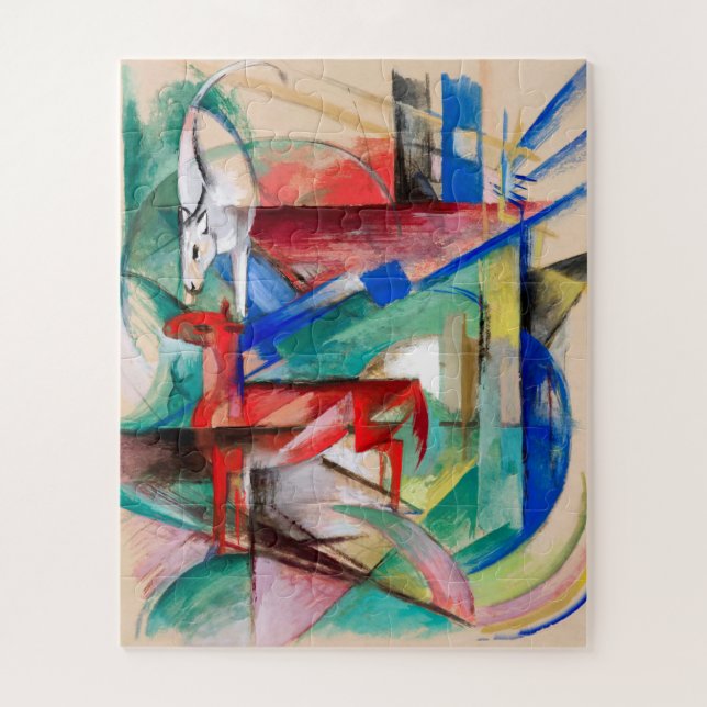Puzzle Paisaje con animales por Franz Marc (Vertical)
