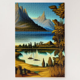 Puzzle Paisaje con arte de las montañas