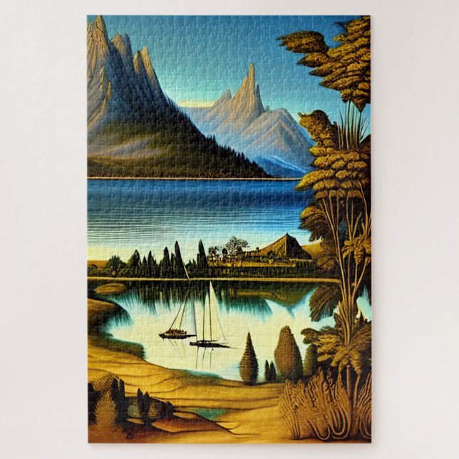 Puzzle Paisaje con arte de las montañas (Vertical)