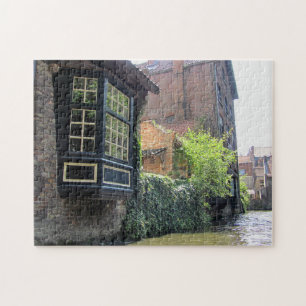 Puzzle Paisaje con canal acuático en Brujas, Bélgica